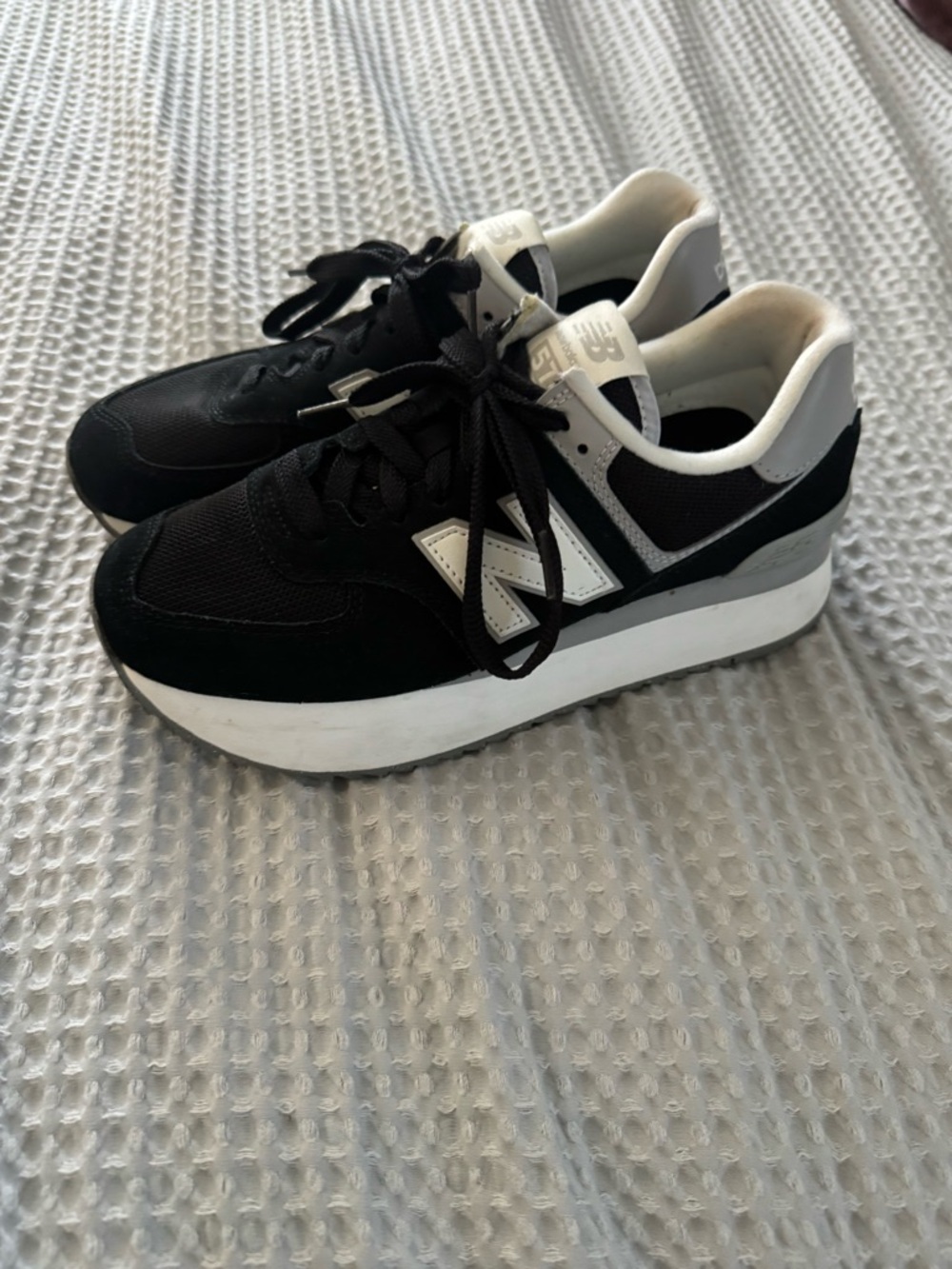 New Balance Black and White Platform Sneakers, size 10.  Like new.